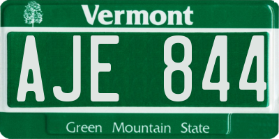 VT license plate AJE844