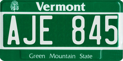 VT license plate AJE845