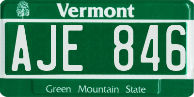 VT license plate AJE846