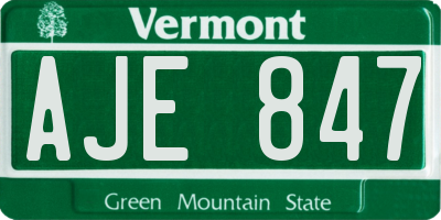 VT license plate AJE847