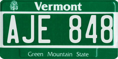 VT license plate AJE848