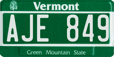 VT license plate AJE849