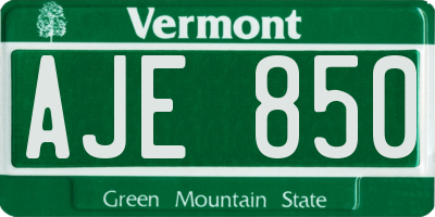VT license plate AJE850