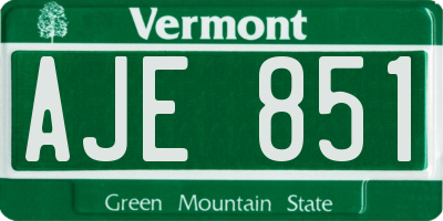 VT license plate AJE851