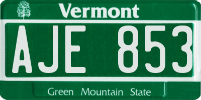 VT license plate AJE853