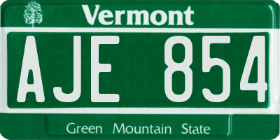 VT license plate AJE854