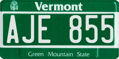 VT license plate AJE855