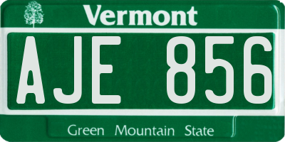 VT license plate AJE856