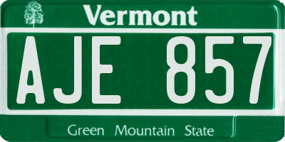 VT license plate AJE857