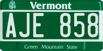 VT license plate AJE858