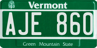 VT license plate AJE860