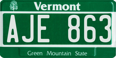 VT license plate AJE863