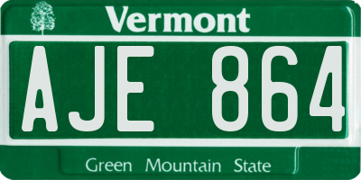 VT license plate AJE864
