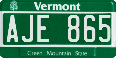 VT license plate AJE865