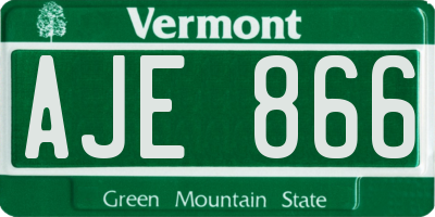 VT license plate AJE866