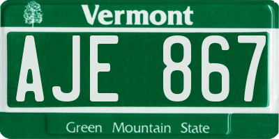 VT license plate AJE867