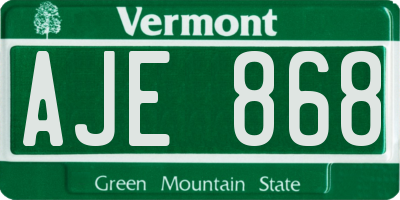 VT license plate AJE868