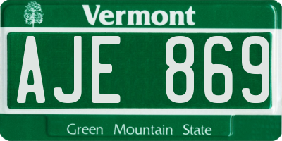 VT license plate AJE869