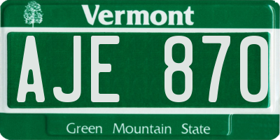 VT license plate AJE870