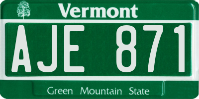 VT license plate AJE871