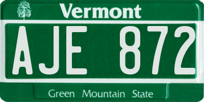 VT license plate AJE872