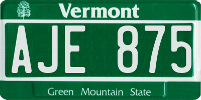 VT license plate AJE875