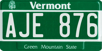 VT license plate AJE876