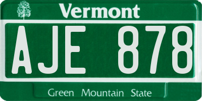 VT license plate AJE878