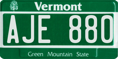 VT license plate AJE880