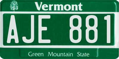 VT license plate AJE881