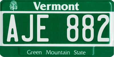 VT license plate AJE882