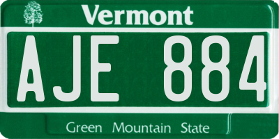 VT license plate AJE884