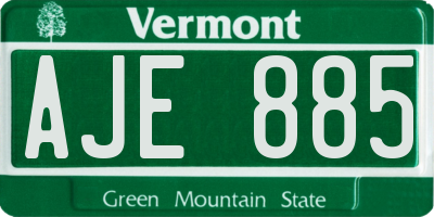 VT license plate AJE885