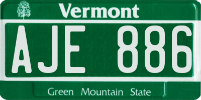 VT license plate AJE886