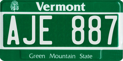 VT license plate AJE887