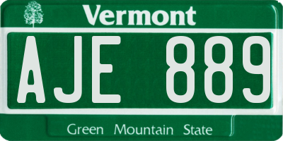 VT license plate AJE889