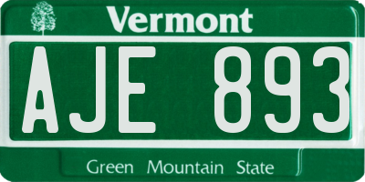 VT license plate AJE893