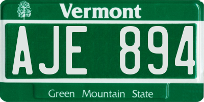 VT license plate AJE894