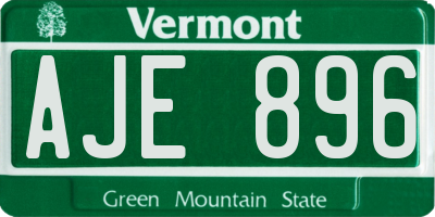 VT license plate AJE896