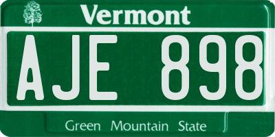 VT license plate AJE898