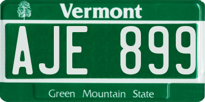 VT license plate AJE899