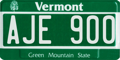 VT license plate AJE900