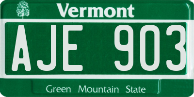 VT license plate AJE903