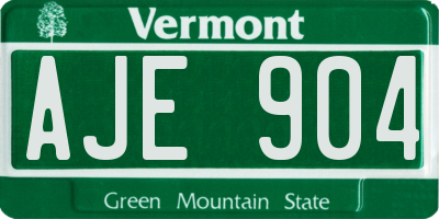 VT license plate AJE904
