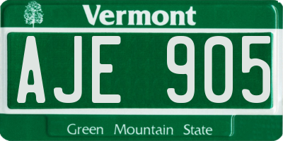 VT license plate AJE905