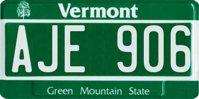 VT license plate AJE906
