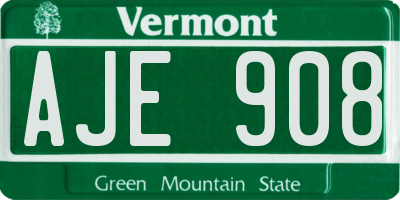 VT license plate AJE908