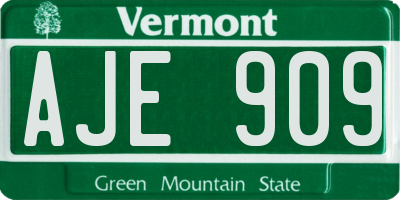 VT license plate AJE909