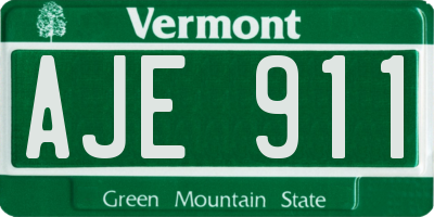 VT license plate AJE911