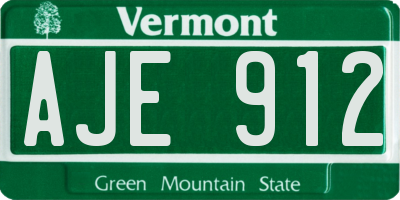 VT license plate AJE912